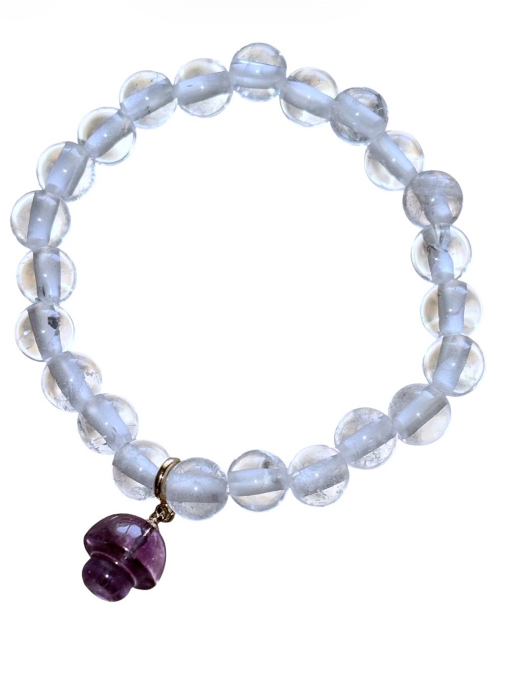 NWOT Clear Quartz Amethyst Mushroom Stretch Bracelet